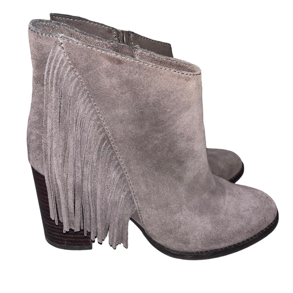 Arturo Chiang Reiden Gray Suede Fringe Booties Boots Shoes size 8